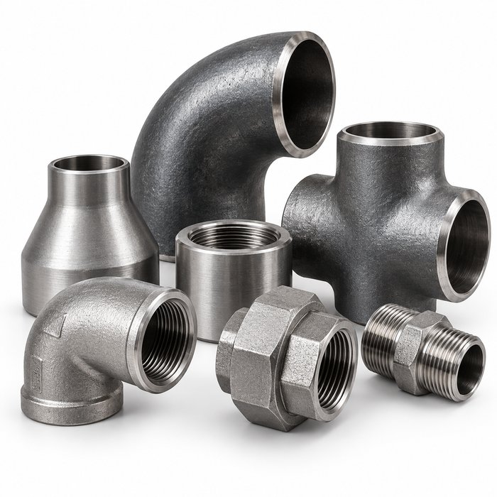 Assorted steel pipe fittings